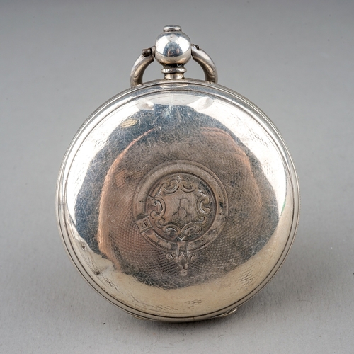 149 - A Victorian silver open faced pocket watch, 43mm white enamel dial with Roman numerals, subsidiary s... 