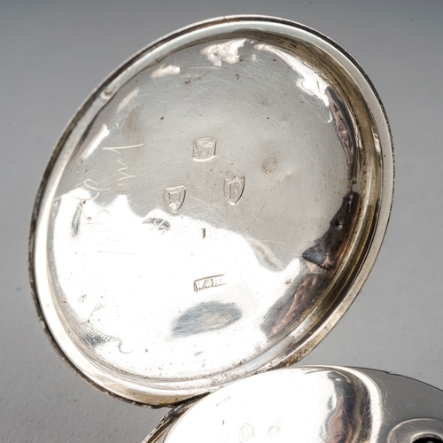 149 - A Victorian silver open faced pocket watch, 43mm white enamel dial with Roman numerals, subsidiary s... 