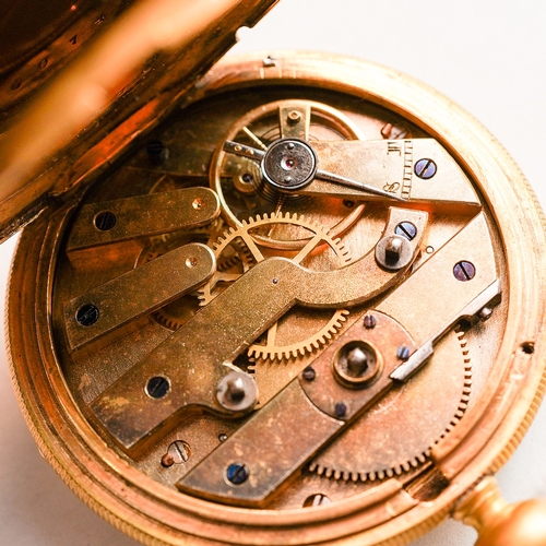 150 - A 19th century brass cased cylinder escapement key wind multi-dial pocket watch, 47mm white enamel d... 