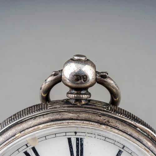 153 - A Victorian silver open face pocket watch, 45mm white enamel dial with Roman numerals, subsidiary se... 