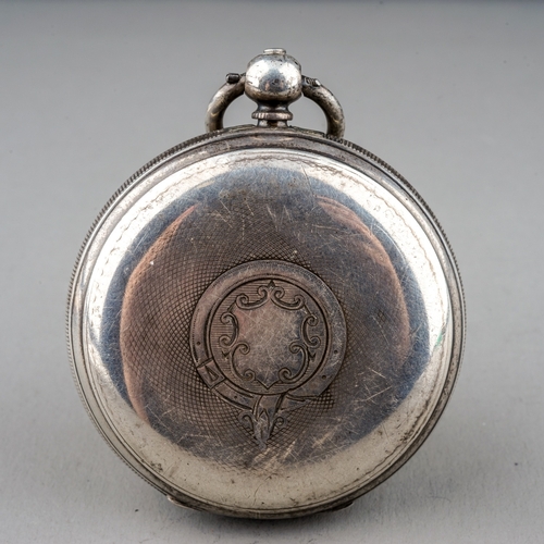 153 - A Victorian silver open face pocket watch, 45mm white enamel dial with Roman numerals, subsidiary se... 