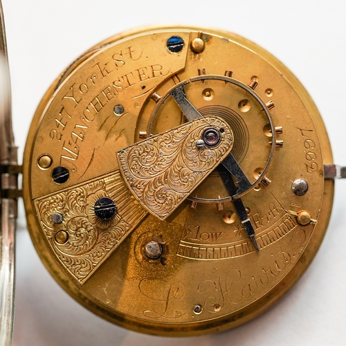 153 - A Victorian silver open face pocket watch, 45mm white enamel dial with Roman numerals, subsidiary se... 