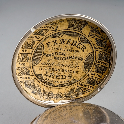 154 - A Victorian silver open face pocket watch, 44mm white enamel dial with Roman numerals and subsidiary... 