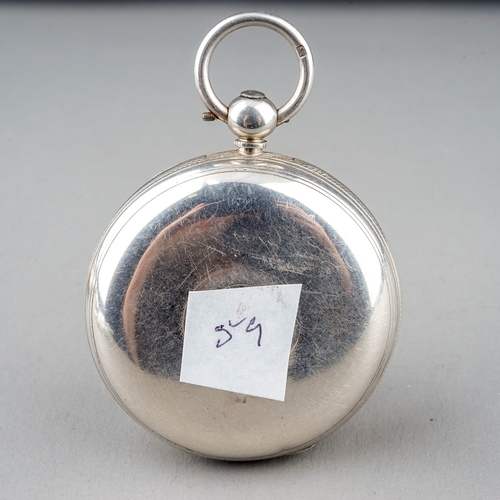 154 - A Victorian silver open face pocket watch, 44mm white enamel dial with Roman numerals and subsidiary... 