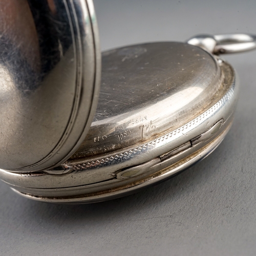 154 - A Victorian silver open face pocket watch, 44mm white enamel dial with Roman numerals and subsidiary... 