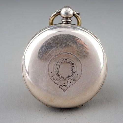 155 - A Victorian silver open face pocket watch, 42mm white enamel dial with Roman numerals and subsidiary... 