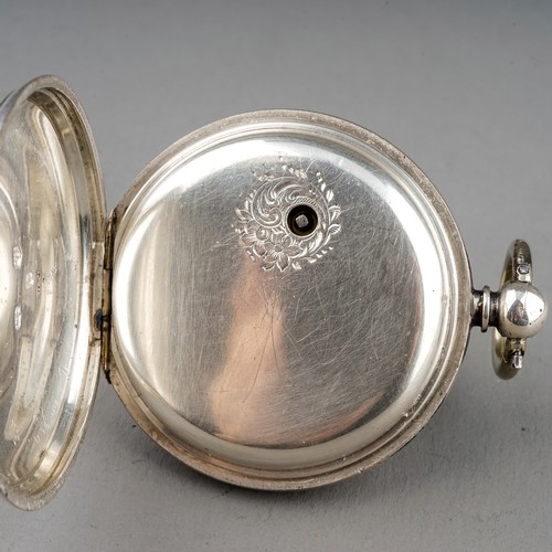 155 - A Victorian silver open face pocket watch, 42mm white enamel dial with Roman numerals and subsidiary... 