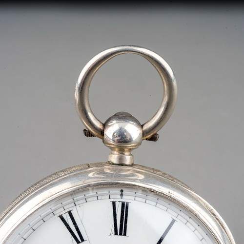 156 - A Victorian silver open face pocket watch, 45mm white enamel dial with Roman numerals and subsidiary... 