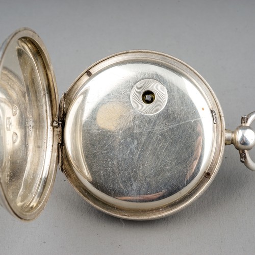 156 - A Victorian silver open face pocket watch, 45mm white enamel dial with Roman numerals and subsidiary... 