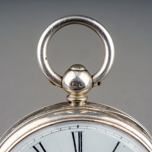 157 - A Victorian silver openface pocket watch, 42mm white enamel dial with Roman numerals and subsidiary ... 