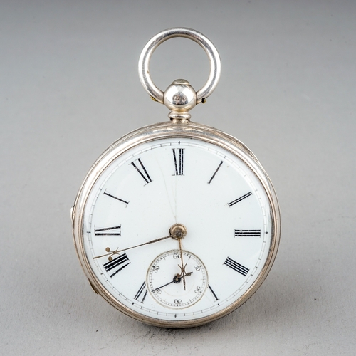 157 - A Victorian silver openface pocket watch, 42mm white enamel dial with Roman numerals and subsidiary ... 