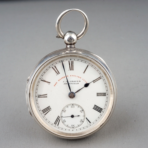 159 - A Victorian silver open face pocket watch, 45mm white enamel dial inscribed 'The Express English Lev... 