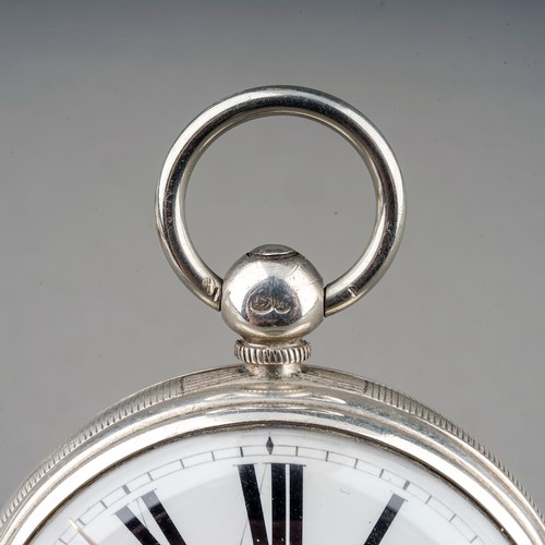 160 - A Victorian silver open face pocket watch, 45mm white enamel dial with Roman numerals and subsidiary... 