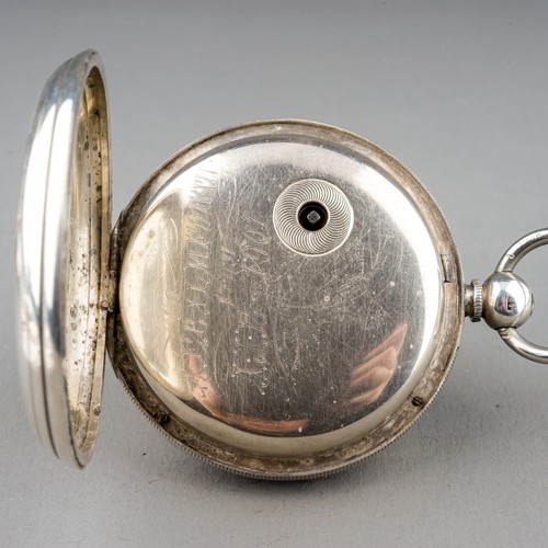 160 - A Victorian silver open face pocket watch, 45mm white enamel dial with Roman numerals and subsidiary... 