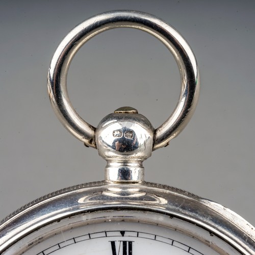 161 - A Victorian silver open face pocket watch, 45mm white enamel dial with Roman numerals and subsidiary... 