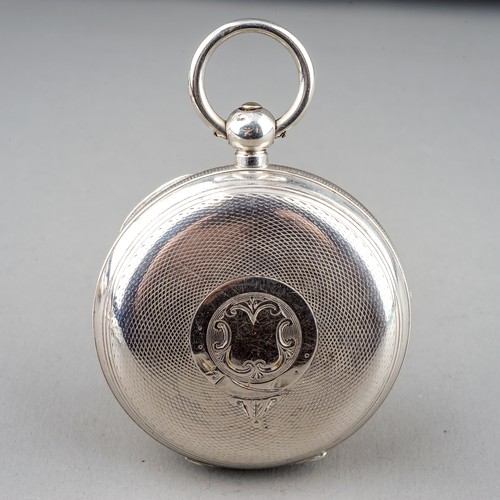 161 - A Victorian silver open face pocket watch, 45mm white enamel dial with Roman numerals and subsidiary... 