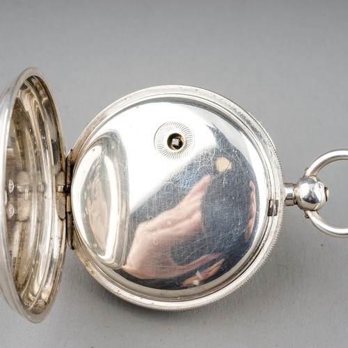 161 - A Victorian silver open face pocket watch, 45mm white enamel dial with Roman numerals and subsidiary... 