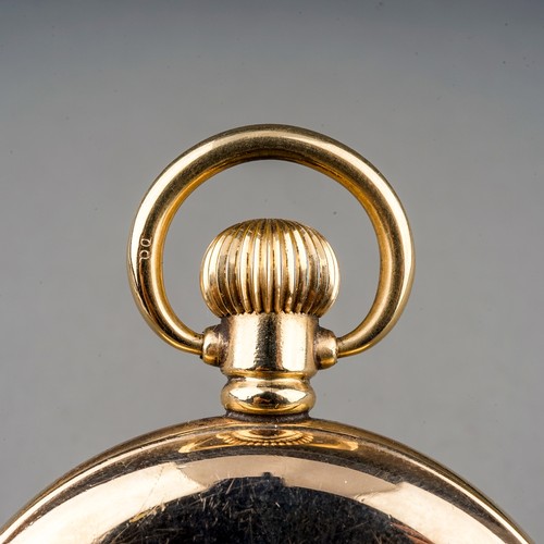 162 - A rolled gold half hunter pocket watch, 40mm white enamel dial with Roman numerals, subsidiary secon... 