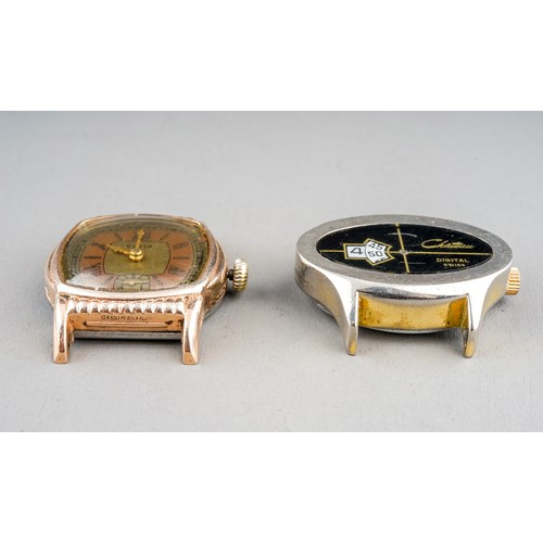 164 - A gentleman's Elgin wristwatch case (no strap); and a 1970's Chateau digital wristwatch (2)