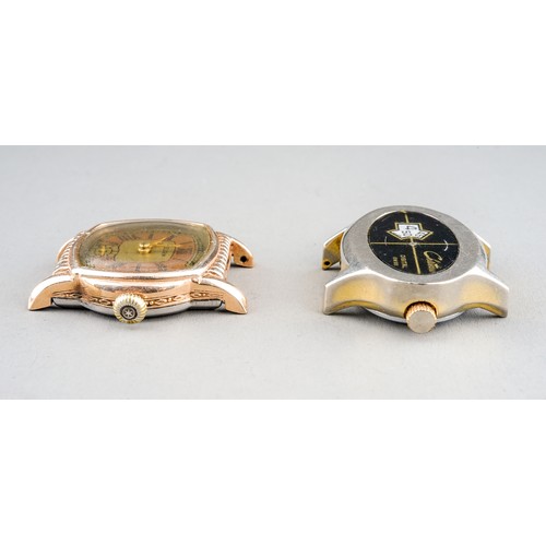 164 - A gentleman's Elgin wristwatch case (no strap); and a 1970's Chateau digital wristwatch (2)