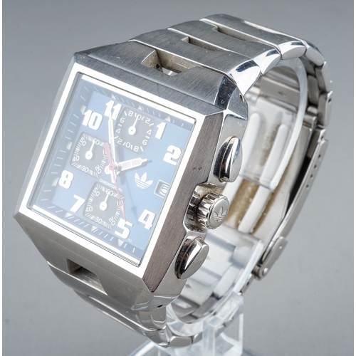 165 - A gentleman's Adidas Chronograph stainless steel wristwatch, square dial with subsidiary dials and d... 