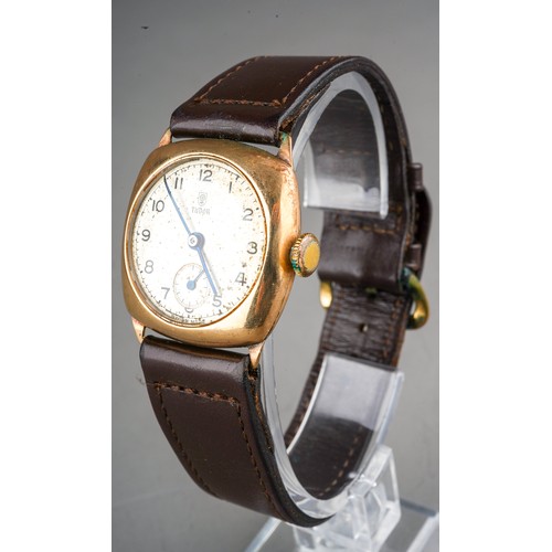 177 - A 9ct yellow gold cased gentleman's Tudor wristwach, 23mm silvered dial with Arabic numerals, subsid... 