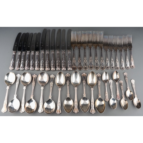 188 - A Sheffield A1 EPNS King's pattern six piece / place flatware service including table knives, forks,... 