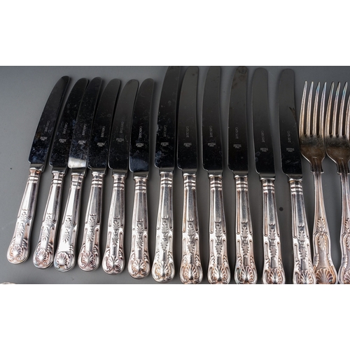 188 - A Sheffield A1 EPNS King's pattern six piece / place flatware service including table knives, forks,... 