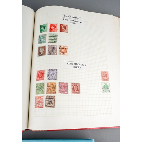 194 - Three stamp albums containing World and mat GB selections