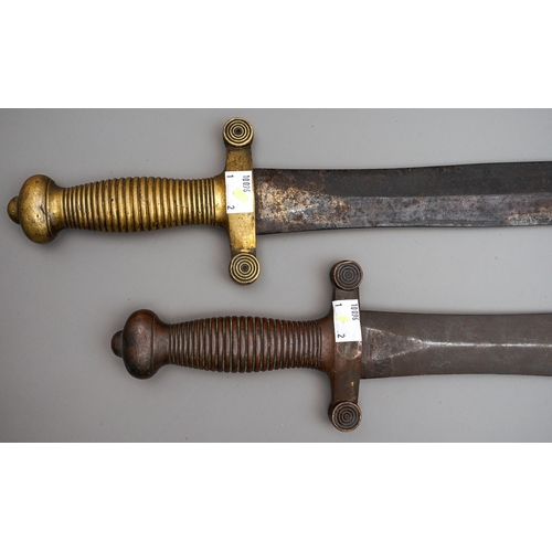 195 - A Pair of French 1831 Artillery Sidearms each with a Brass Handle, Pommel and Cross Guard.

One is m... 