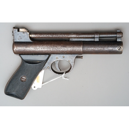 208 - Webley MK 1 Air Pistol

Made by Webley and Scott Ltd. Barrell slightly pitted and the trigger is loo... 