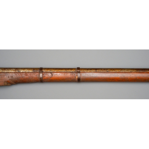 220 - A LARGE 19TH CENTURY AFGHAN JEZAIL MATCHLOCK RAMPART GUN Wooden stock and decorative barrel, around ... 