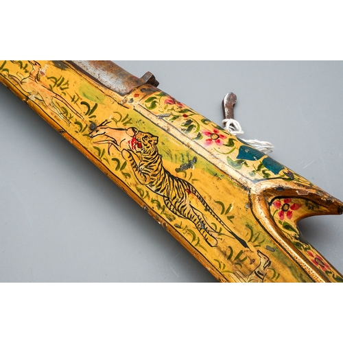 221 - A LATE 18TH CENTURY INDIAN MATCHLOCK HUNTING GUN. Over 5ft long, originating from India, circa late ... 