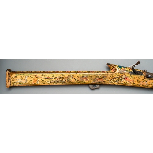 221 - A LATE 18TH CENTURY INDIAN MATCHLOCK HUNTING GUN. Over 5ft long, originating from India, circa late ... 