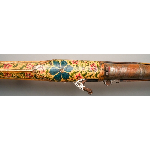 221 - A LATE 18TH CENTURY INDIAN MATCHLOCK HUNTING GUN. Over 5ft long, originating from India, circa late ... 