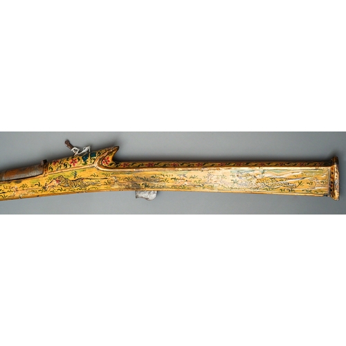 221 - A LATE 18TH CENTURY INDIAN MATCHLOCK HUNTING GUN. Over 5ft long, originating from India, circa late ... 