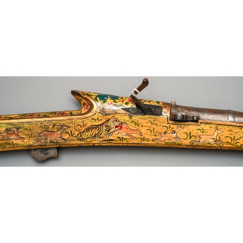 221 - A LATE 18TH CENTURY INDIAN MATCHLOCK HUNTING GUN. Over 5ft long, originating from India, circa late ... 