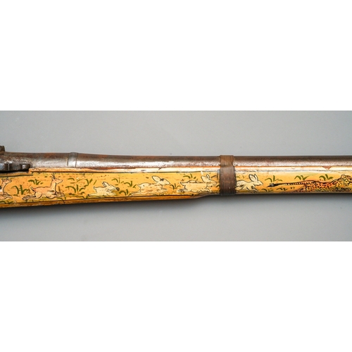 221 - A LATE 18TH CENTURY INDIAN MATCHLOCK HUNTING GUN. Over 5ft long, originating from India, circa late ... 