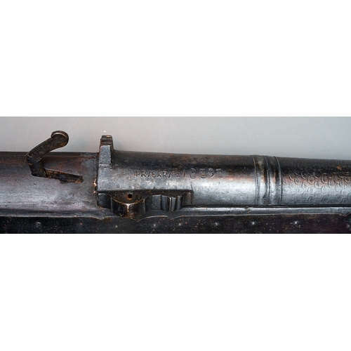 222 - AN UNUSUALLY LARGE 19TH CENTURY AFGHAN JEZAIL MATCHLOCK RAMPART GUN Wooden stock and decorative barr... 