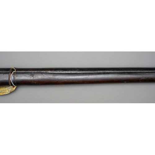 222 - AN UNUSUALLY LARGE 19TH CENTURY AFGHAN JEZAIL MATCHLOCK RAMPART GUN Wooden stock and decorative barr... 