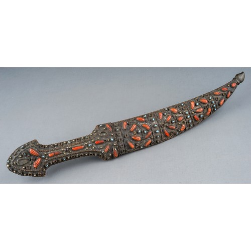 231 - 19th Century antique Turkish Ottoman empire Islamic dagger set with coral and turquoise.  Length 28.... 