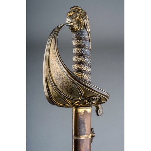 234 - 19th Century British naval sword.  1827 pattern with pipe back, complete with scabbard.  Total lengt... 