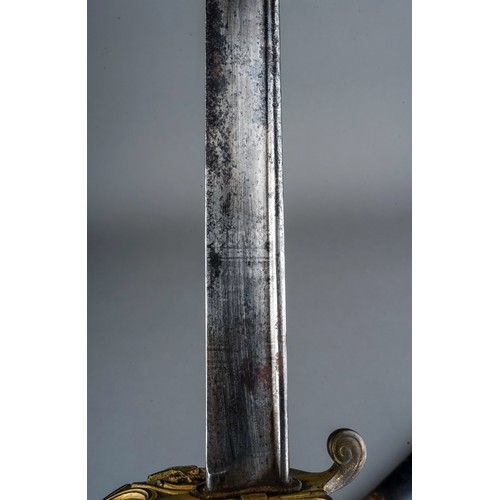 234 - 19th Century British naval sword.  1827 pattern with pipe back, complete with scabbard.  Total lengt... 