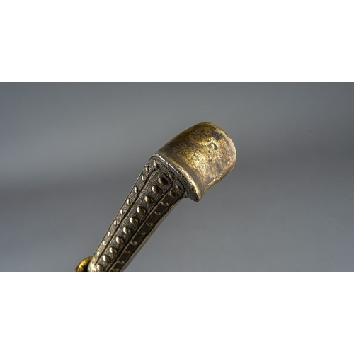 237 - Antique Turkish Yatagan Kard dagger.  Wooden scabbard with gilt metal fittings, length 43cm