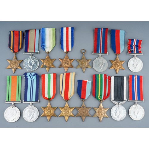 241 - A collection of British Second World War Medals 1939 to 45 Star x3, War Medal x3, Italy Star, Atlant... 