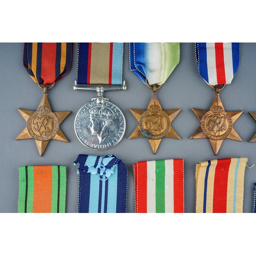 241 - A collection of British Second World War Medals 1939 to 45 Star x3, War Medal x3, Italy Star, Atlant... 