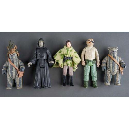 282 - Star Wars 5x figures including Emperor Palpatine, Prune Face, Ewoks, Princess Leia (Endor) - Kenner ... 