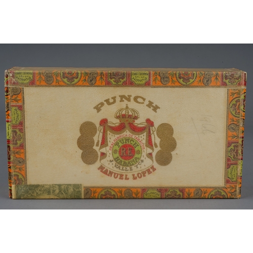 318 - A sealed box of twenty-five Punch Manuel Lopez Petit Corona handmade Cuban cigars, dated December 19... 