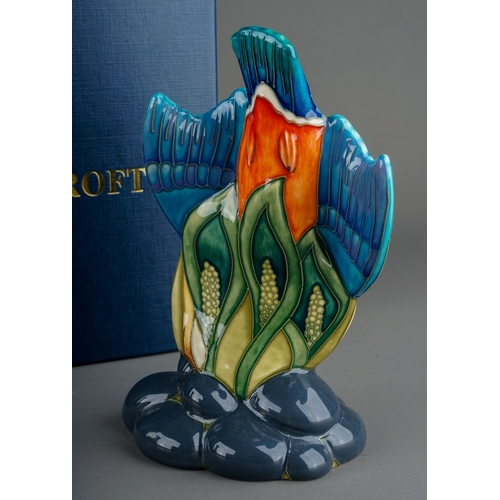 331 - A Moorcroft pottery model of a diving Kingfisher 