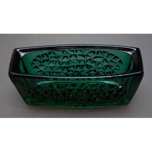 342 - A mid 20th Century Bohemian Rudolf Jurnikl / Rudolfova  'hobnail' pattern studio pressed green glass... 